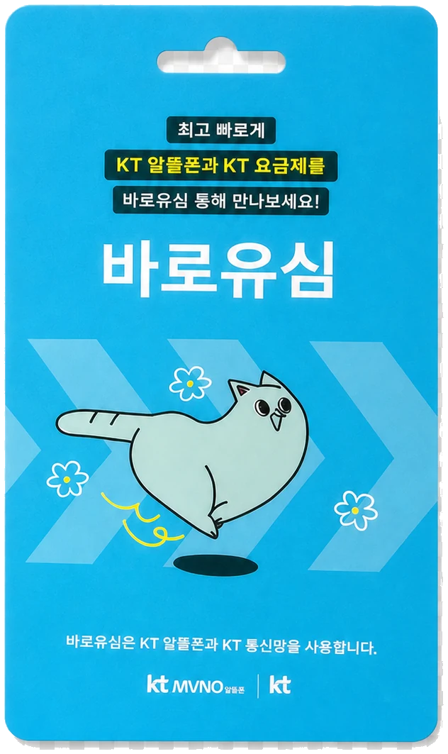 파란색 KT 바로유심 실제 포장