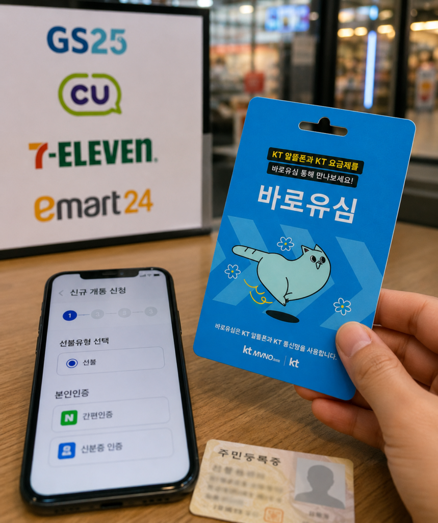 KT 바로유심으로 선불폰 개통할 때 편의점 준비물과 신청 절차