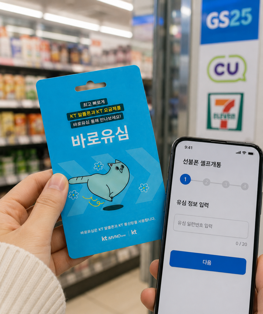 KT 바로유심으로 선불폰 개통할 때 편의점 준비물과 신청 절차