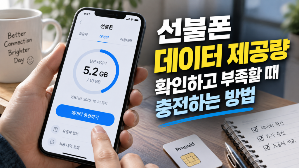 선불폰 데이터 제공량 확인하고 부족할 때 충전하는 방법