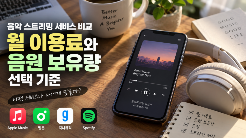 음악 스트리밍 서비스 비교 월 이용료와 음원 보유량 선택 기준
