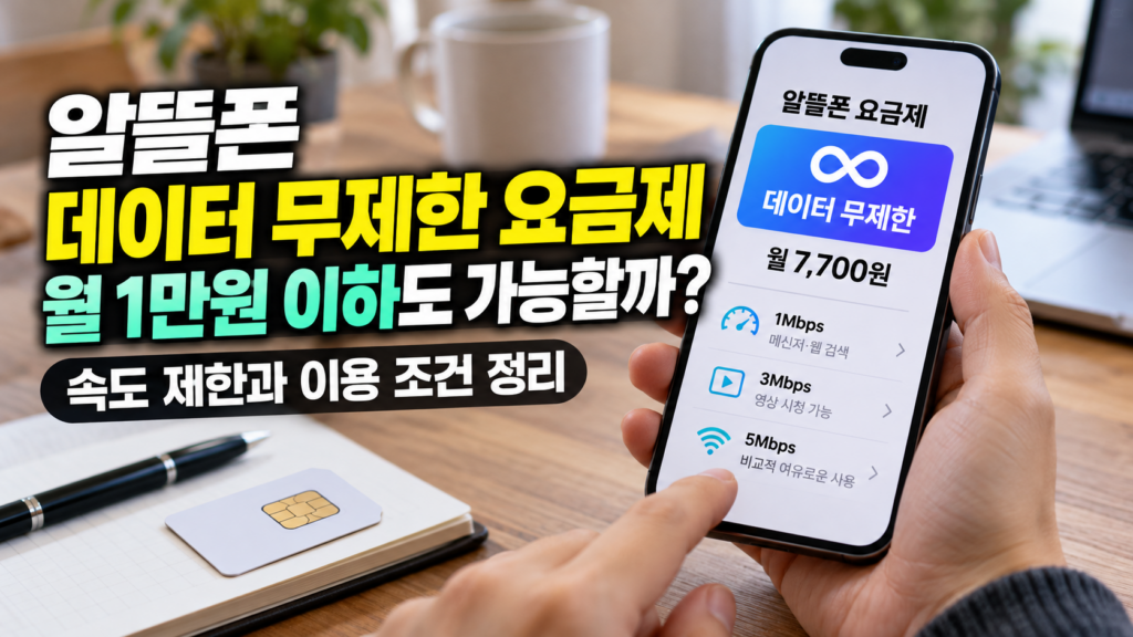 알뜰폰 데이터 무제한 요금제 월 1만원 이하도 가능할까? 속도 제한과 이용 조건 정리