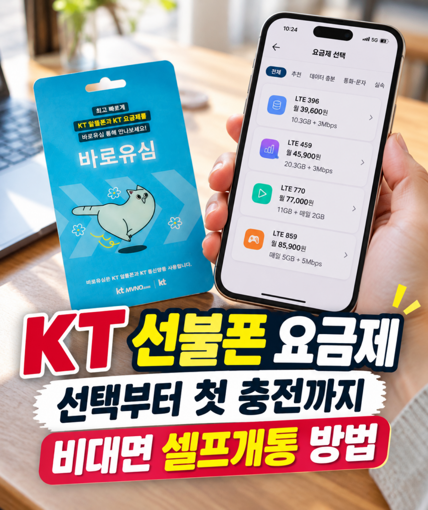 KT 선불폰 요금제 선택부터 첫 충전까지 비대면 셀프개통 방법