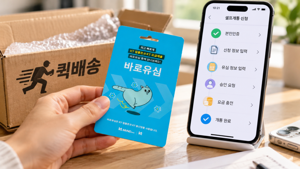 유심 바로배송·퀵배송 받은 뒤 선불폰 셀프개통 진행 순서