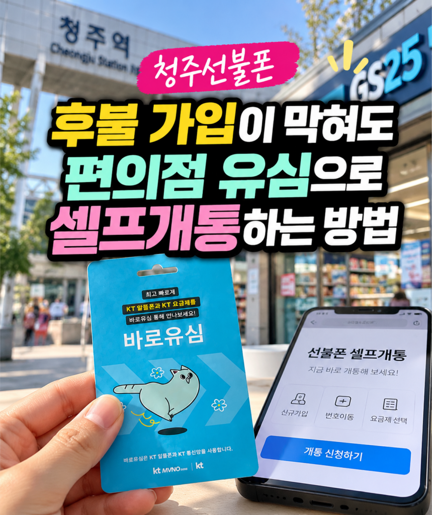 청주선불폰 후불 가입이 막혀도 편의점 유심으로 셀프개통하는 방법